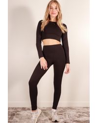 TRUEDAMES - Long Sleeve Crop Top & High Waist Leggings Activewear Set - Lyst