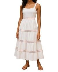 J.Crew - Scalloped-Trim Tiered Midi Dress - Lyst