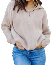 Olivaceous - Chai Of Relief Zip Collared Sweater - Lyst