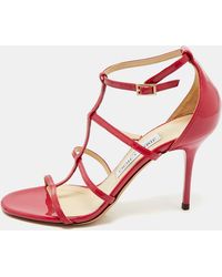 Jimmy Choo - Neon Patent Leather Thistle Open Toe Sandals - Lyst