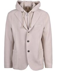 Eleventy - Rounded 100% Wool Blazer With Detachable Lapel - Lyst