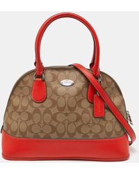 COACH - /orange Signature Coated Canvas And Leather Cora Dome Satchel - Lyst