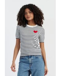 Chinti & Parker - Cream- Merino Heart Breton T-Shirt - Lyst