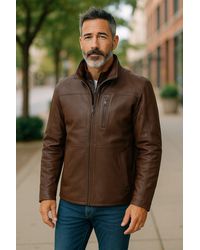 Infinity Leather - Warm Mid-Length Leather Biker Coat - Lyst