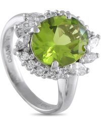 LB Exclusive - Platinum 0.60 Ct Diamond And 3.55 Ct Peridot Ring Mf05-073125 - Lyst