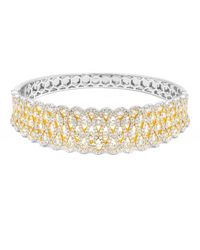 Diana M. Jewels - 18 Kt White Gold Diamond Bangle Adorned With 6.50 Cts Tw Of Diamonds Going Half-way Around - Lyst