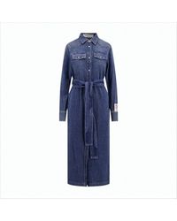 Golden Goose - Classic Denim Long Dress With Button-Down Front And Embroidered Patch - Lyst