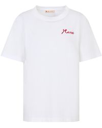 Marni - T-Shirt Logo Embroidered - Lyst