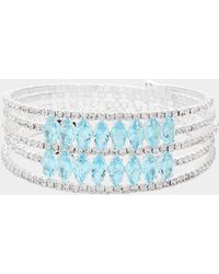 Fashnzfab - Cz Marquise Stone Accented Rhinestone Paved Adjustable Evening Bracelet - Lyst
