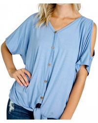 Diva USA - Demetria Cold Shoulder Button Down Tie Top - Lyst