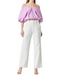 Endless Rose - Cropped V-Neck Puff Sleeve Top - Lyst