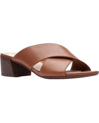 Clarks - Caroleigh Erin Faux Leather Criss-cross Front Heel Sandals - Lyst