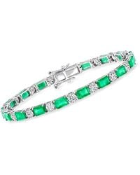 Ross-Simons - Emerald And Lab-grown Diamond Tennis Bracelet - Lyst