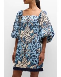 Cara Cara - Montauk Dress, 100% Cotton Puff Sleeves Fruit Basket Mini - Lyst