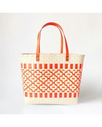 Fashnzfab - Quatrefoil Patterned Basket Weave Tote Bag Shoulder Bag - Lyst