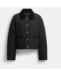 COACH - Quilted Jacket With Corduroy Collar - Lyst