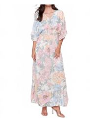 Charlie b - Printed Dolman Sleeve Maxi Dress With Side Slits - Lyst