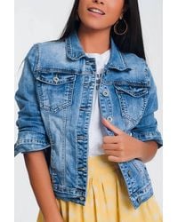 Q2 - Cropped Trucker Jacket - Lyst