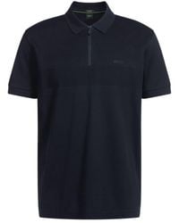 BOSS - Structured-Cotton Polo Shirt With Zip Neck - Lyst