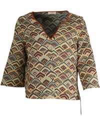 Ba&sh - V-Neck Three-Fourth Sleeves Abstract Top - Lyst