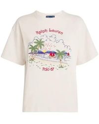 Polo Ralph Lauren - Ralph Lauren Cotton-Linen Embroidered Beach T-Shirt - Lyst