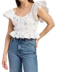 En Saison - Nellie Flutter Sleeve Top - Lyst