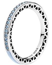 Cyan Blue Crystal Spirited Heart Ring 