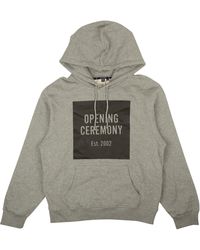 Opening Ceremony - Grey Cotton Torch Box Logo Hoodie - Lyst