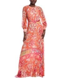 Teri Jon - Floral Pleated Gown - Lyst