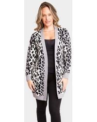 TRUEDAMES - Leopard Pattern Pocket Cardigan - Lyst