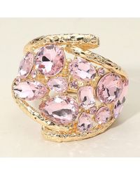 Fashnzfab - Round Teardrop Oval Stone Embellished Wide Hinged Bangle Bracelet - Lyst