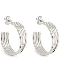 Sterling Forever - Katya Textured Hoop Earrings - Lyst