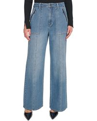 DKNY - High Rise Pintuck Wide Leg Jeans - Lyst