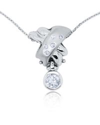 Diana M. Jewels - 18kt White Gold Diamond Pendant Featuring 0.60 Ct Round Center And 0.10 Cts Around - Lyst