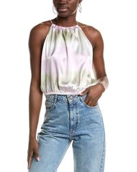 ATM - Cropped Silk Halter Top - Lyst