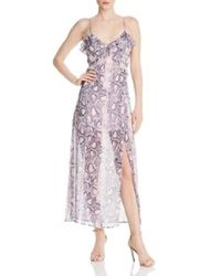 Aqua - Snake Print Strappy Ruffle Maxi Dress - Lyst