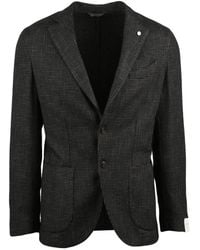 L.B.M. 1911 - Tailored Jacket With Subtle Checkered Pattern And Rounded Silhouette - Lyst