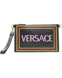 Versace - New 90s Graphic Logo Calf Zip Pouch Crossbody Clutch Bag - Lyst