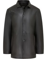 Infinity Leather - Leather Long Collared Car Coat Jacket - Lyst