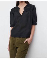 Velvet By Graham & Spencer - Marci Embroidered Split Neck Top - Lyst