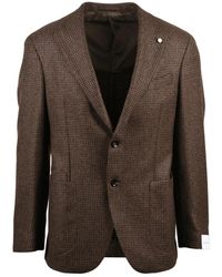 Luigi Bianchi - Checkered Virgin Wool Jacket With Rounded Silhouette - Lyst