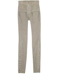 Unravel Project - Suede Lace Up Skinny Pants - Gray - Lyst