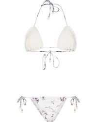 wickedafstore Shell Crochet Triangle Bikini Set White / M