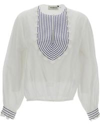 True Royal - Sheer Blouse With Decorative Bib - Lyst