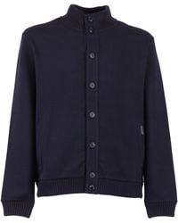 Fay - Button Up Ribbed Sweatshirt Jacket - Lyst