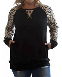 Shirley Stone - Leopard Raglan Pocket Top - Lyst