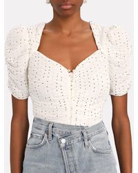 FRAME - Gathered Button Front Top - Lyst