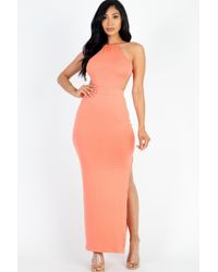 TRUEDAMES - Tie Backless Split Thigh Maxi Dress - Lyst