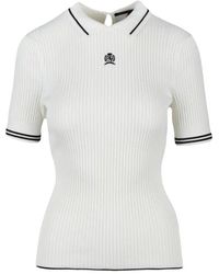 Tommy Hilfiger - Ribbed Knit Cotton Viscose Polyamide Silk Top - Lyst