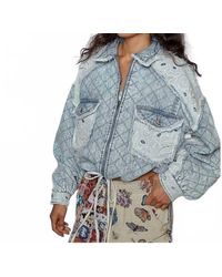 Pol - Relaxed Fit Jacket With Quilting & Lace Accents - Lyst